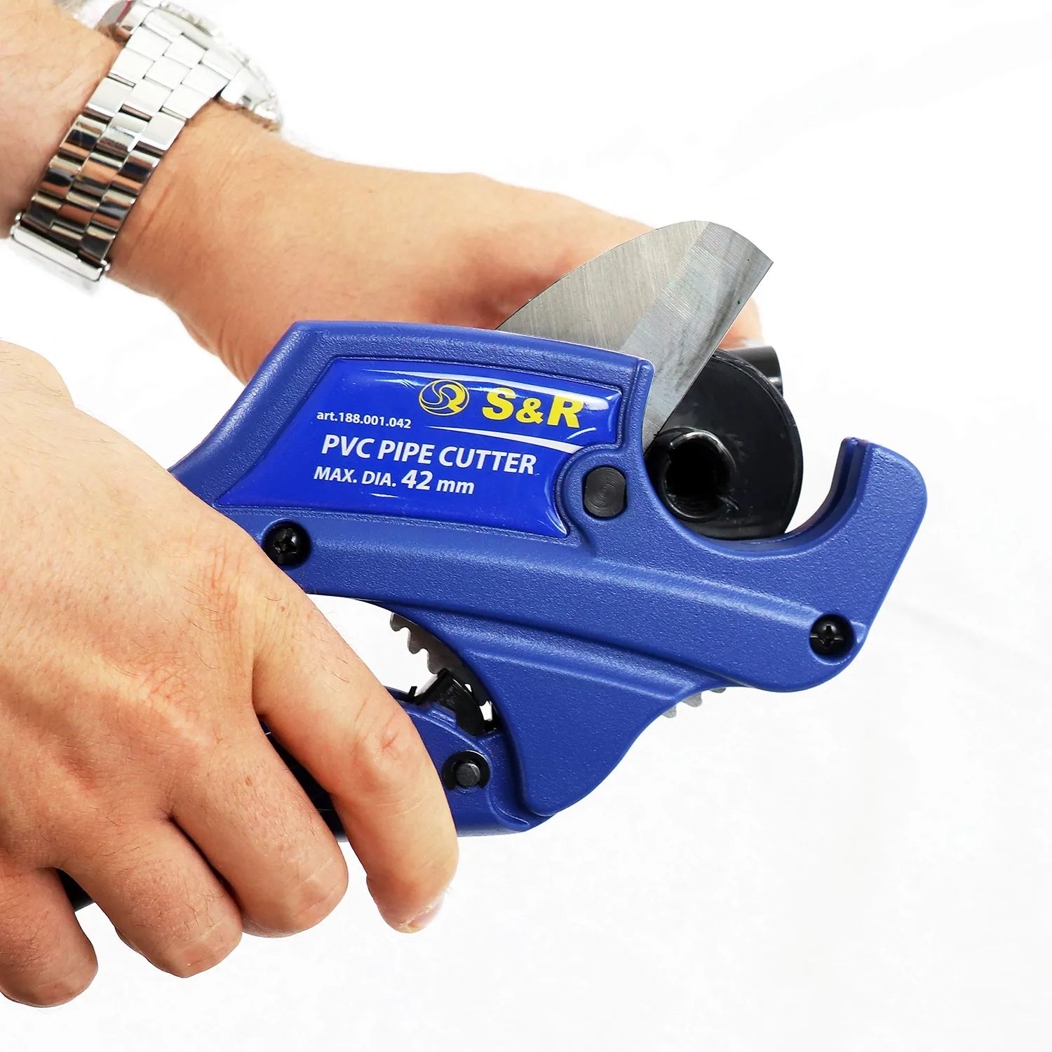 S&R tagliatubi PVC 42 mm a cricchetto con 2 lame inox