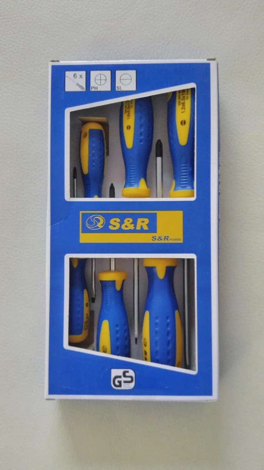 S&R set cacciaviti magnetici professionali 6 pezzi taglio croce