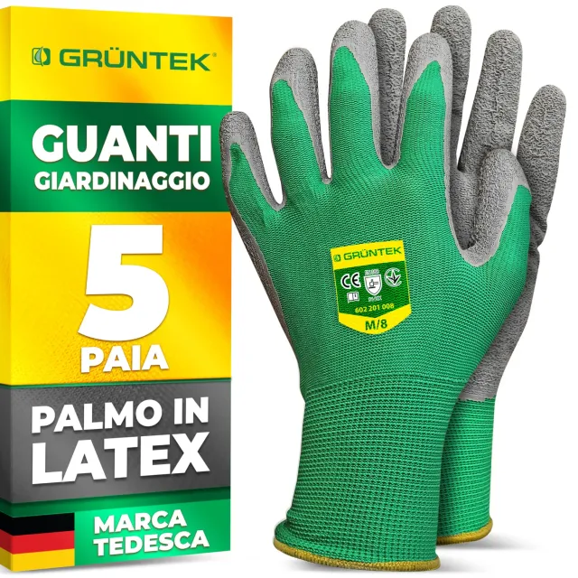 GRÜNTEK Guanti Giardinaggio Lattice 5 Paia M8