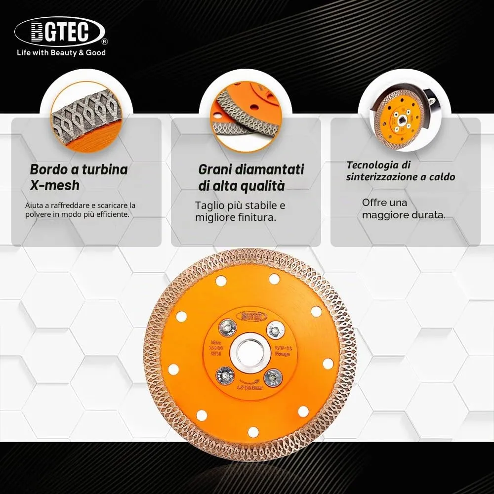 BGTEC Disco Diamantato Gres Porcellanato 125 mm Sottile