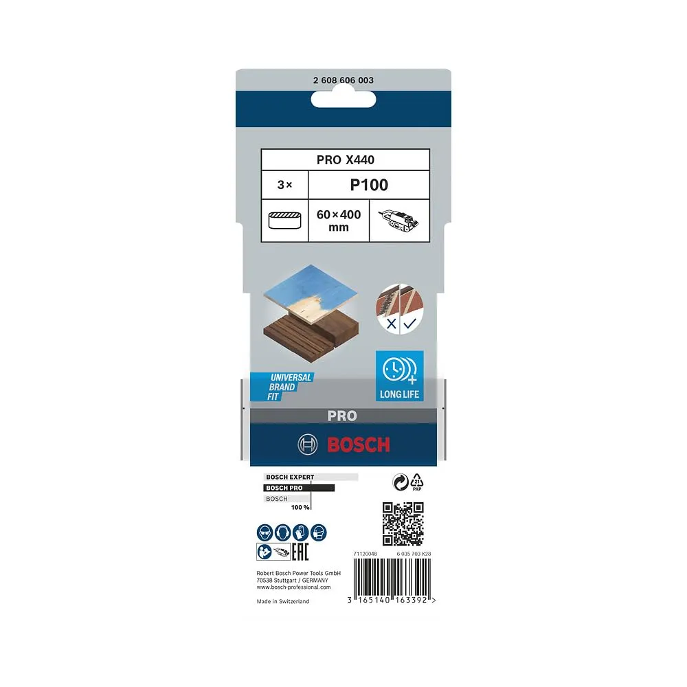 Bosch Expert Pro X440 Nastro Abrasivo Grana 100 3 Pezzi