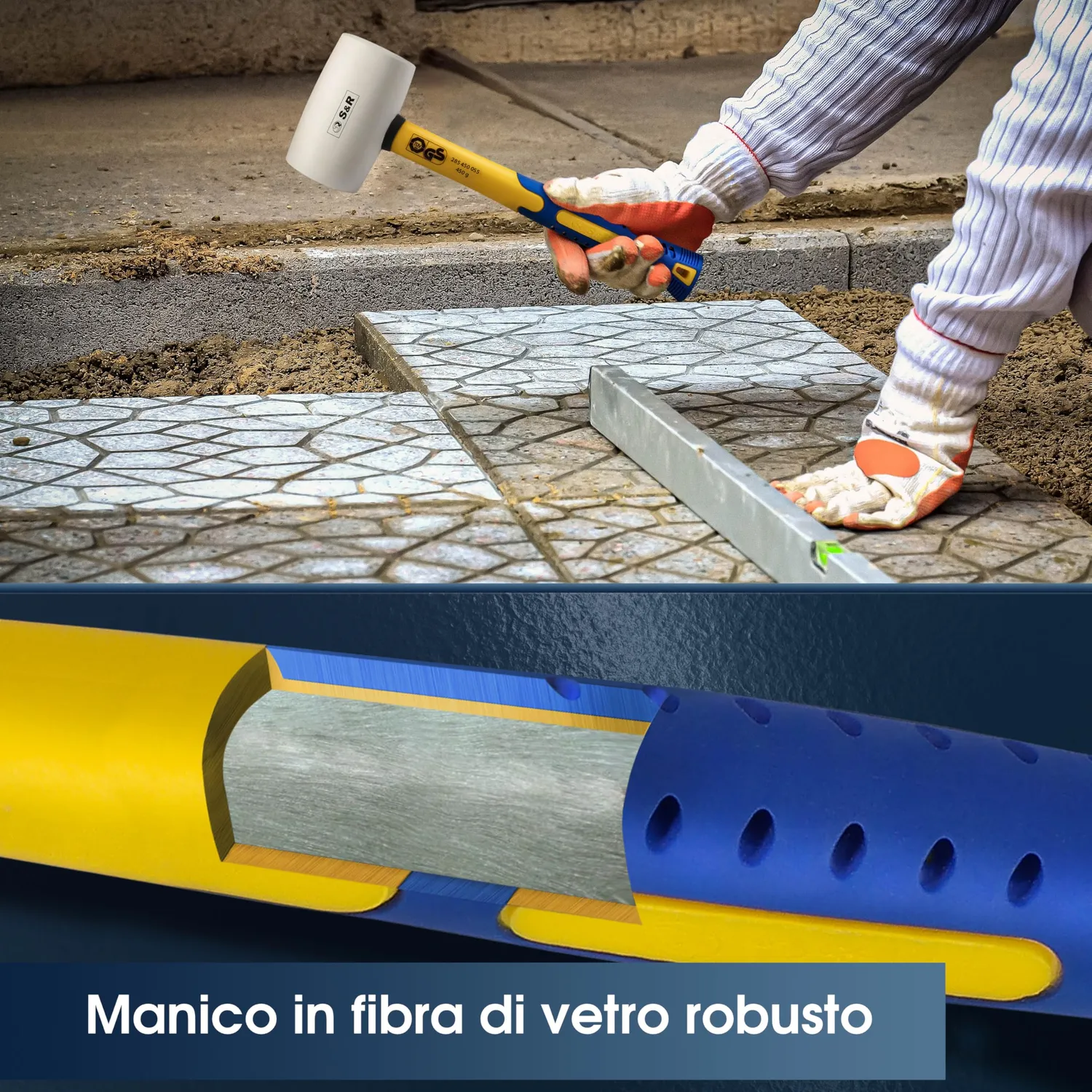 S&R Martello Gomma Bianca 680 gr 65 mm Antimacchia