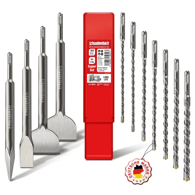Schwabenbach SDS-Plus punte scalpelli 11pz calcestruzzo