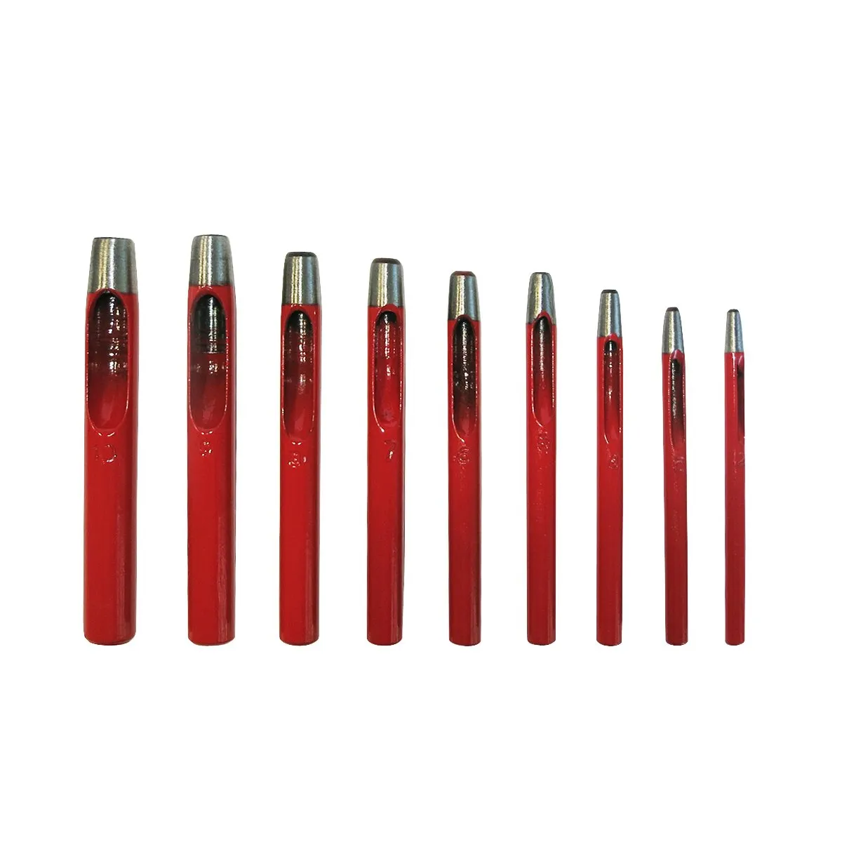 S&R punzoni cuoio fustelle 9 pz 2-10 mm rossi