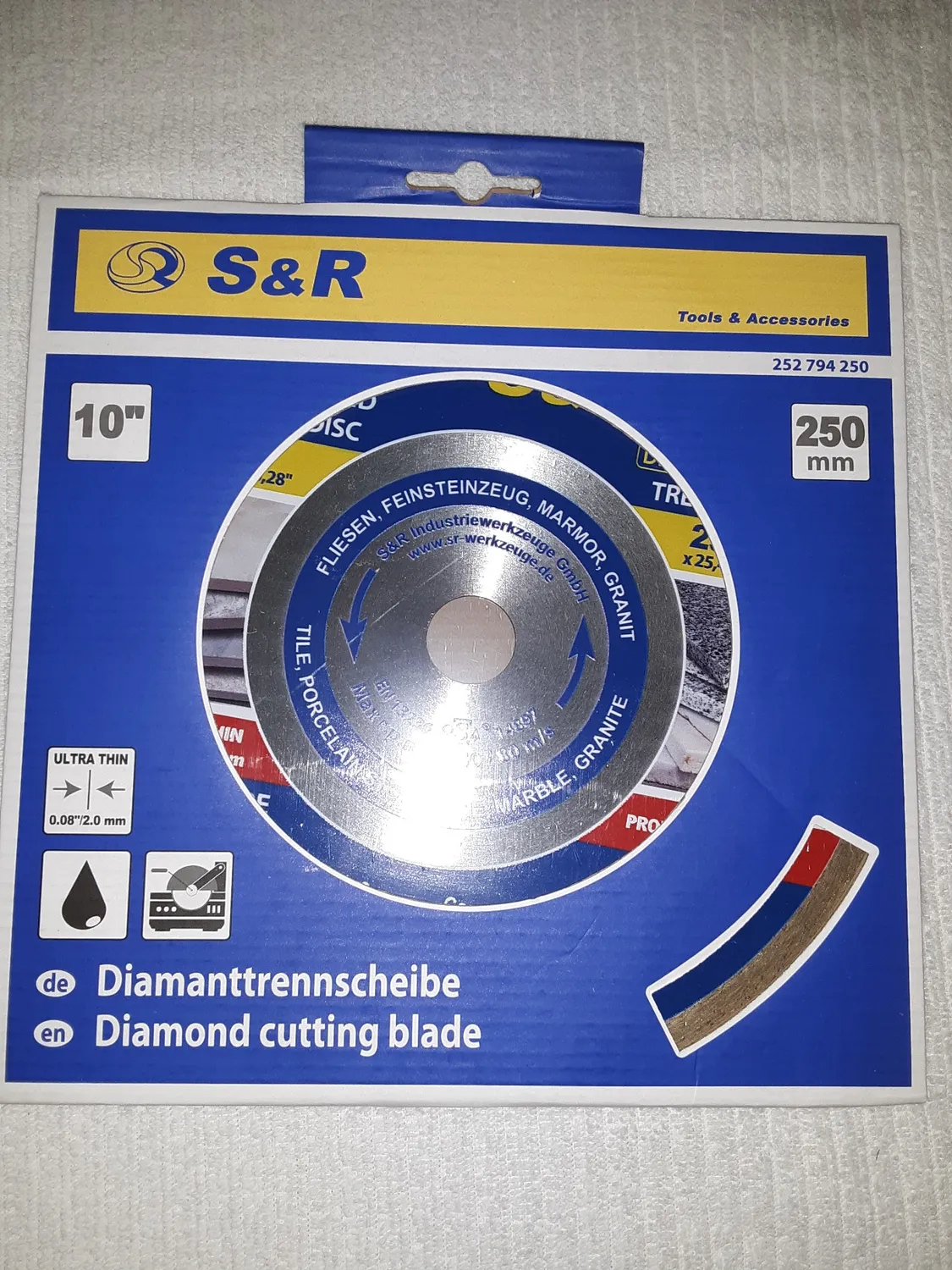 S&R Disco Diamantato 250 mm Sottile per Gres e Ceramica