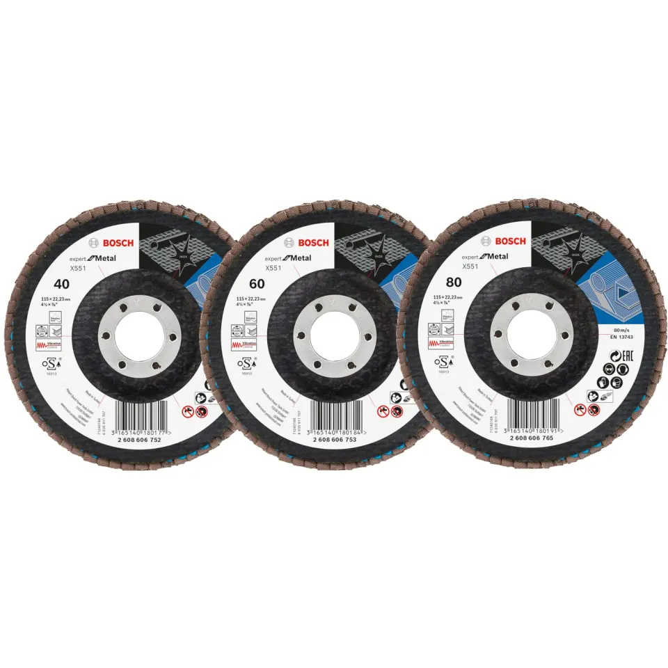 Bosch Expert X551 dischi lamellari dritti 115 mm 3 pz per metallo