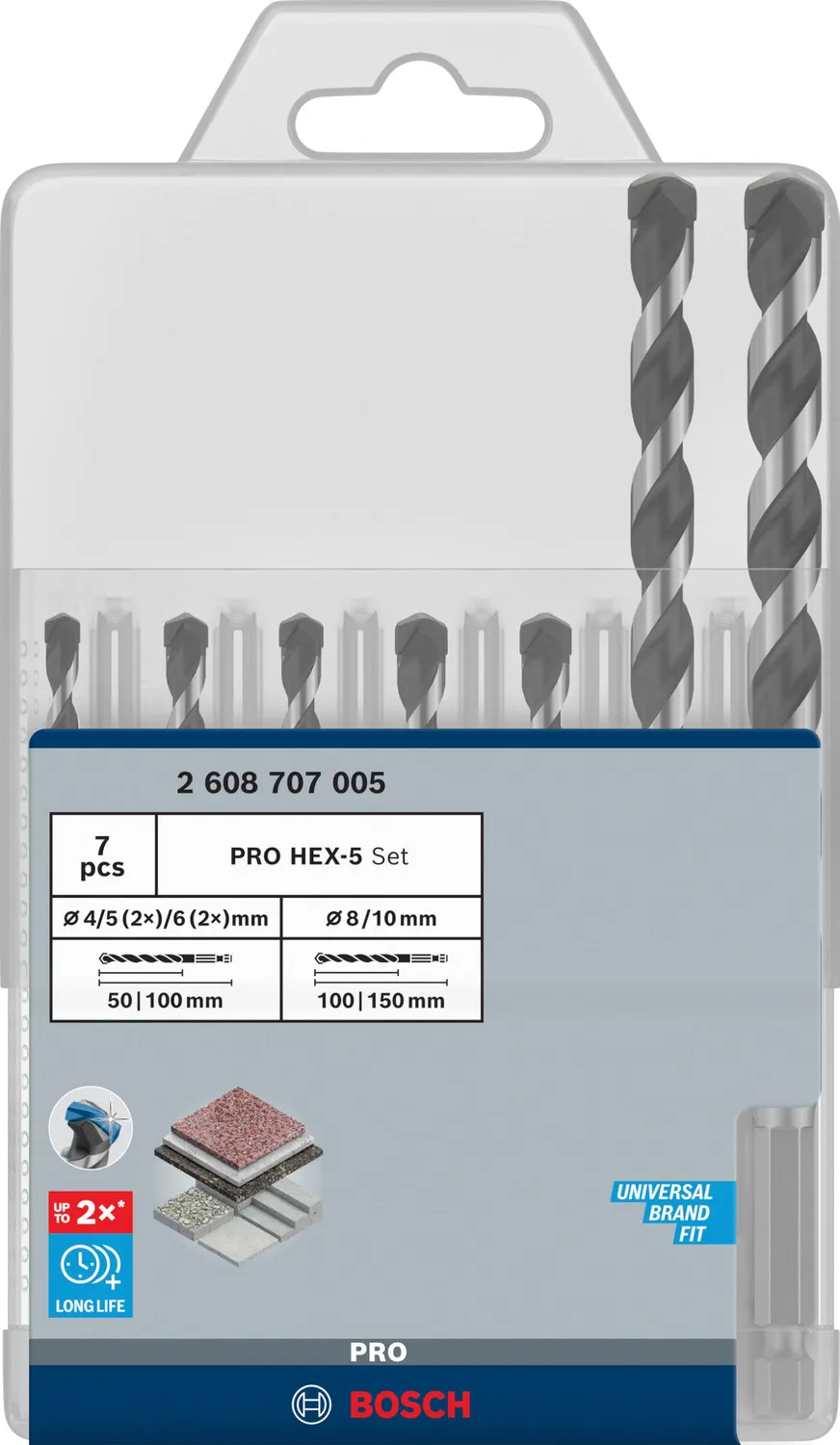 Bosch Expert PRO HEX-5 punte muro 7 pz per calcestruzzo