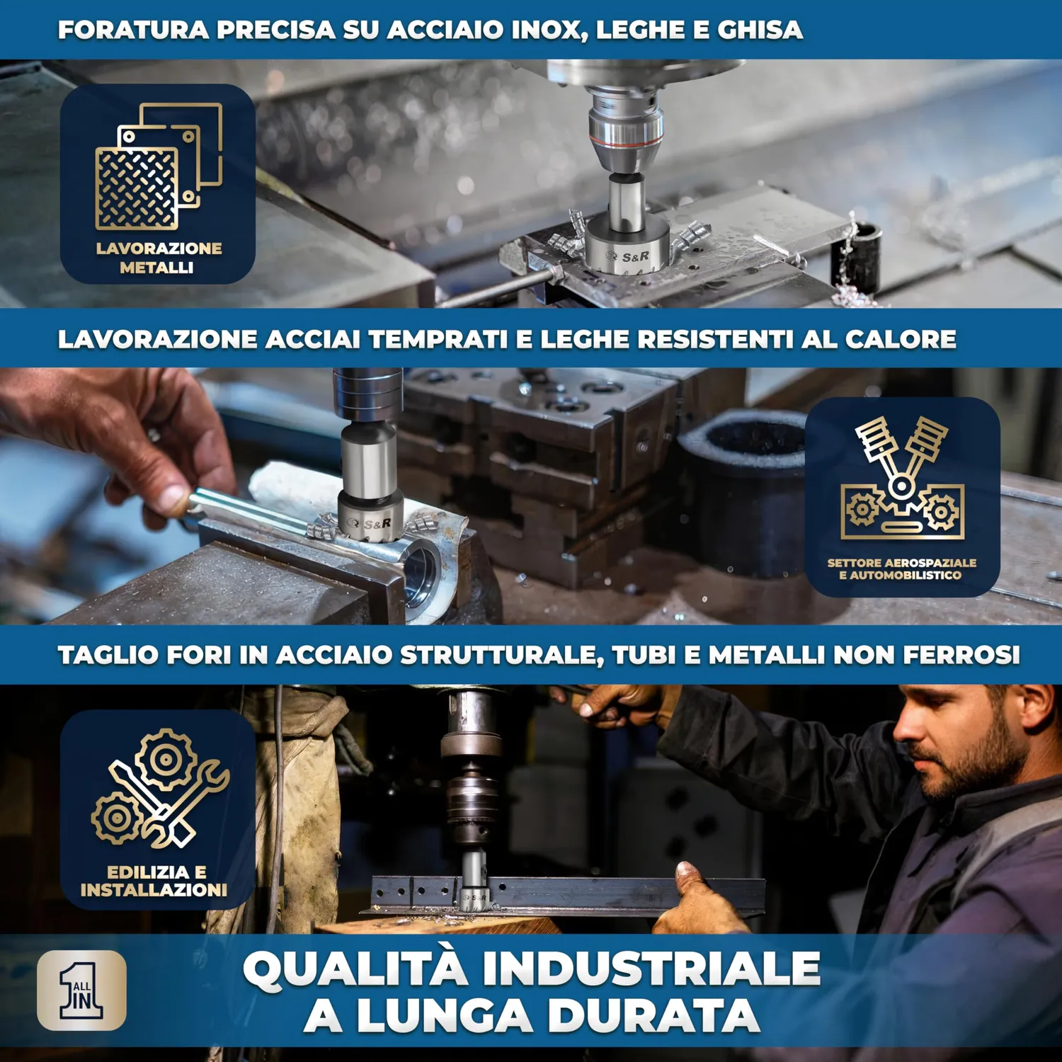 S&R Set 5 Seghe a Tazza HSS 16-30 mm per Metallo