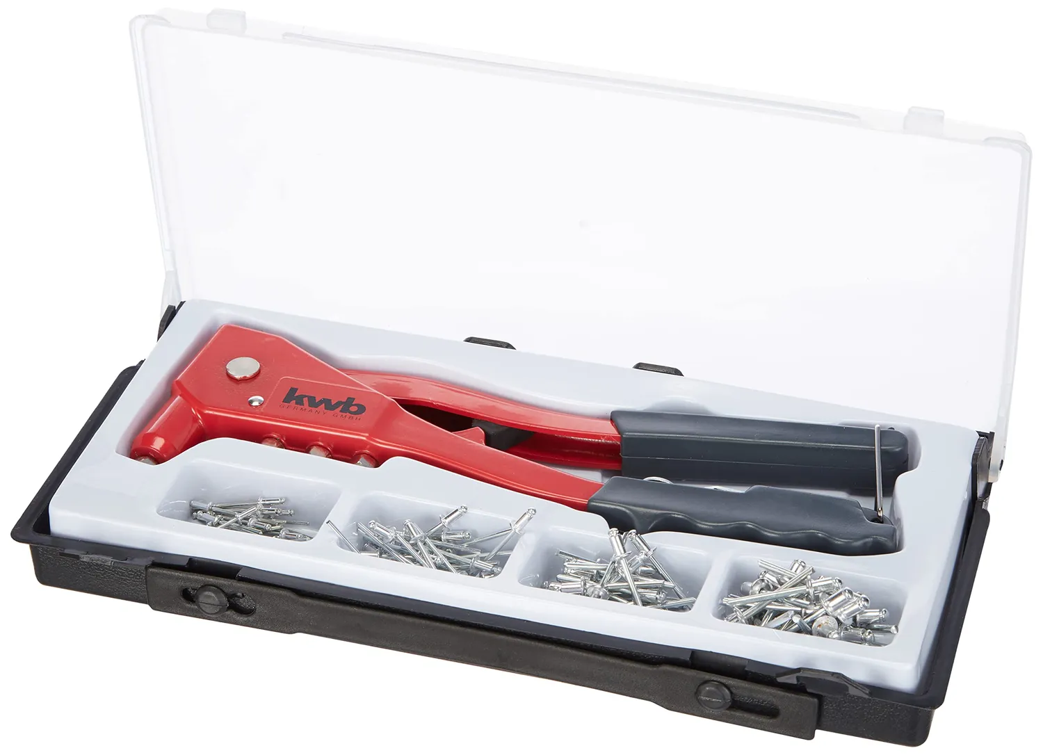 KWB rivettatrice ciechi set 100 rivetti alluminio 2,4-4,8 mm