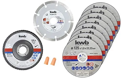 KWB set 10 dischi taglio 125 mm metallo pietra mola