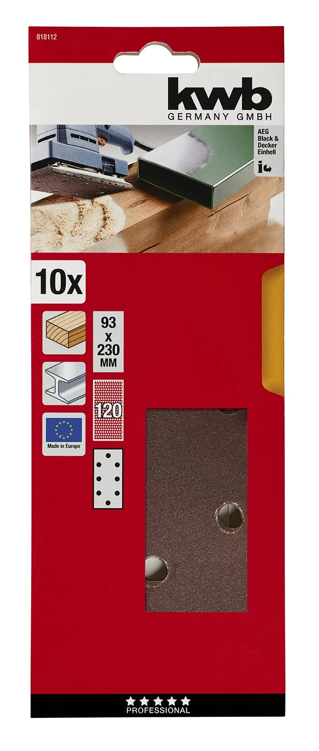 KWB striscia abrasiva 93x230 forata per legno metallo