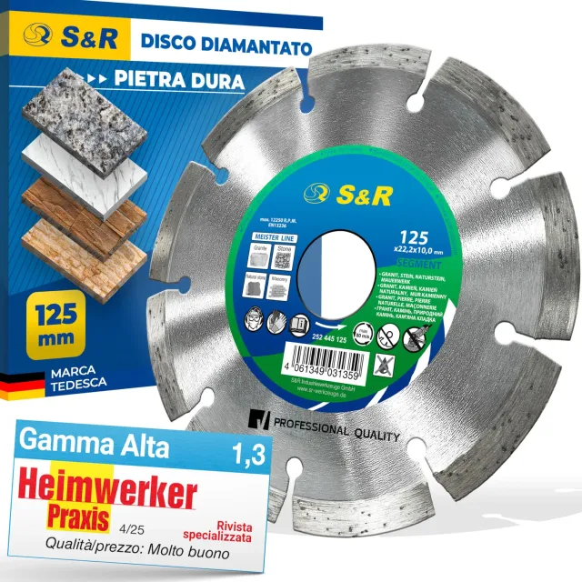 S&R disco diamantato 125 mm segmentato per cemento pietra