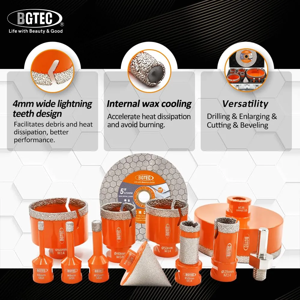 BGTEC Set 11pz Seghe a Tazza Diamantate M14