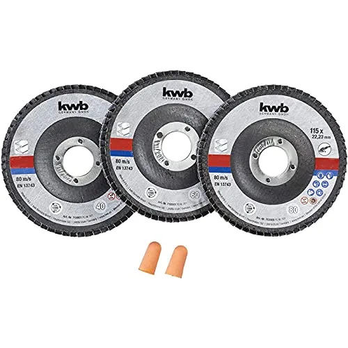 KWB 712061 dischi lamellari 115 mm 3 pezzi K40-K80
