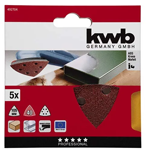KWB triangoli abrasivi delta 105 mm grana K40 5 pz forati