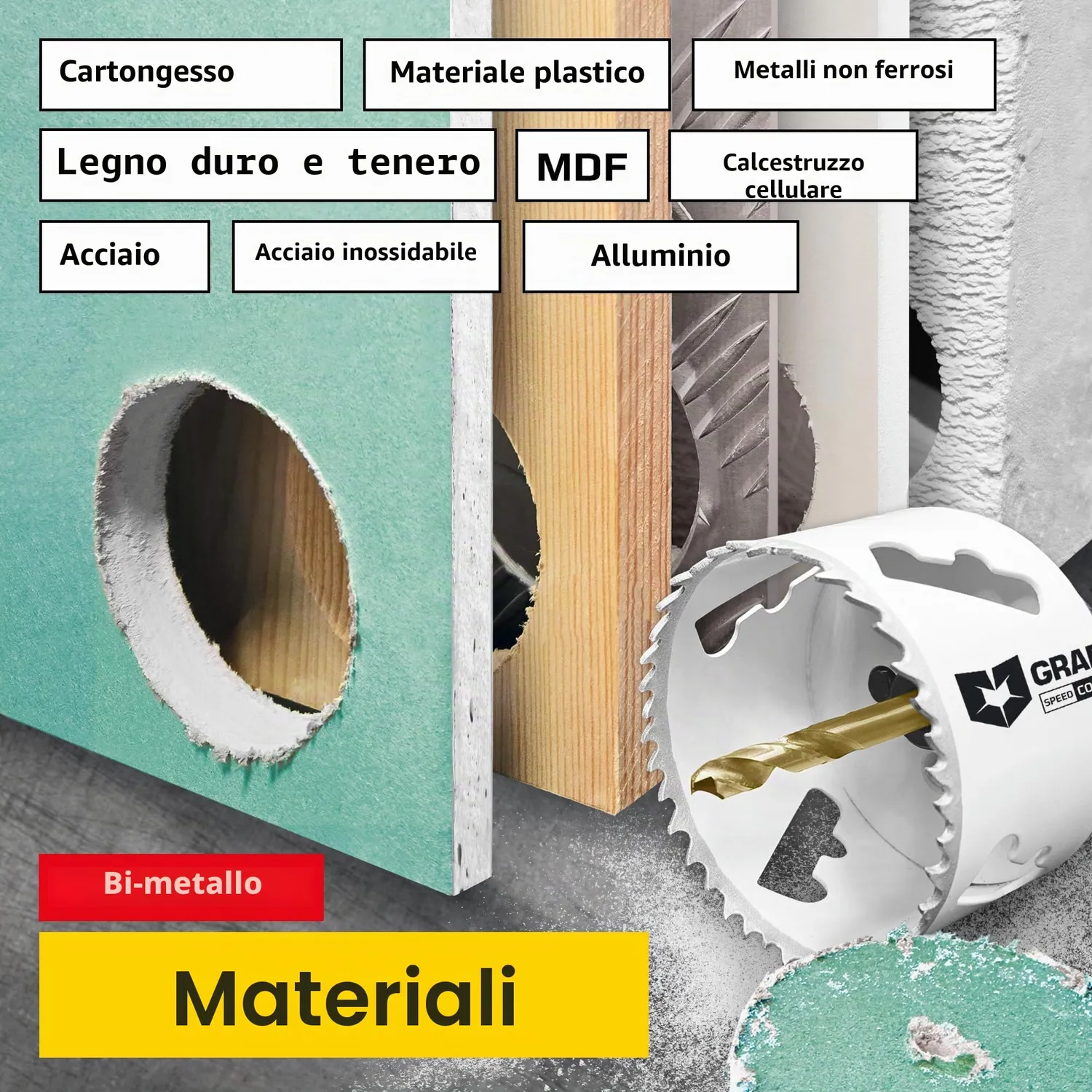 Graff Sega a Tazza Bimetallica 68mm con Adattatore Cobalto