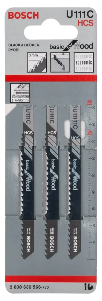 Bosch Expert U 111 C lame seghetto 3 pezzi per legno