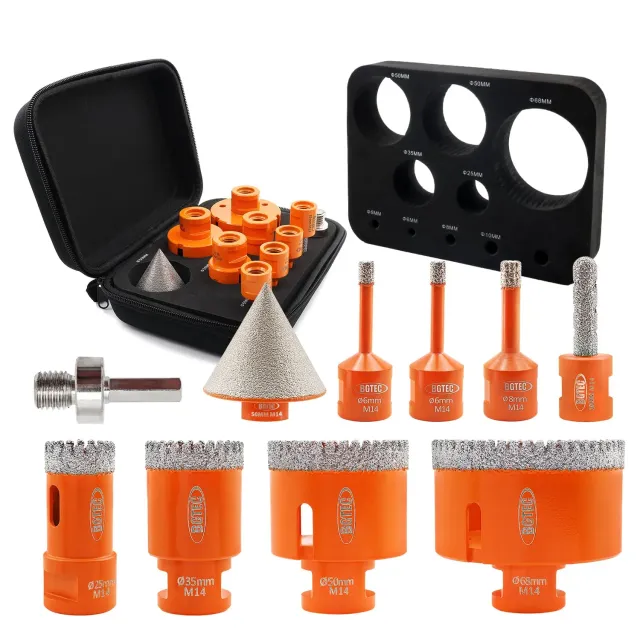 BGTEC kit frese diamantate M14 10 pezzi gres piastrelle