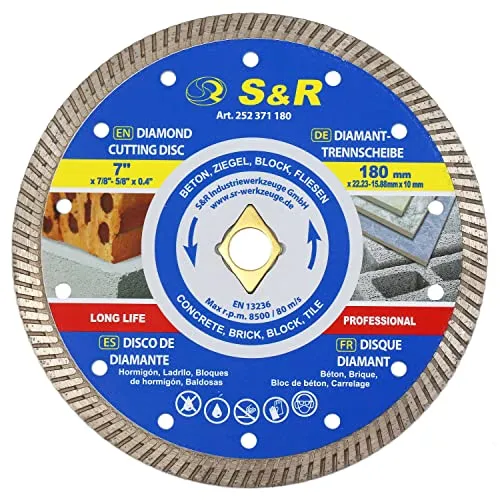 S&R disco diamantato 180x22,2 mm per cemento piastrelle