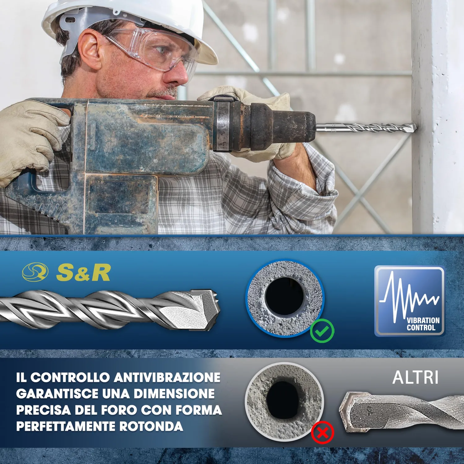 S&R SDS-Plus punte muro cemento set 7 pz PGM