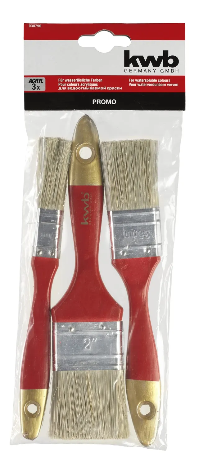 kwb set pennelli piatti 3 pz 20-50 mm smalto acrilico