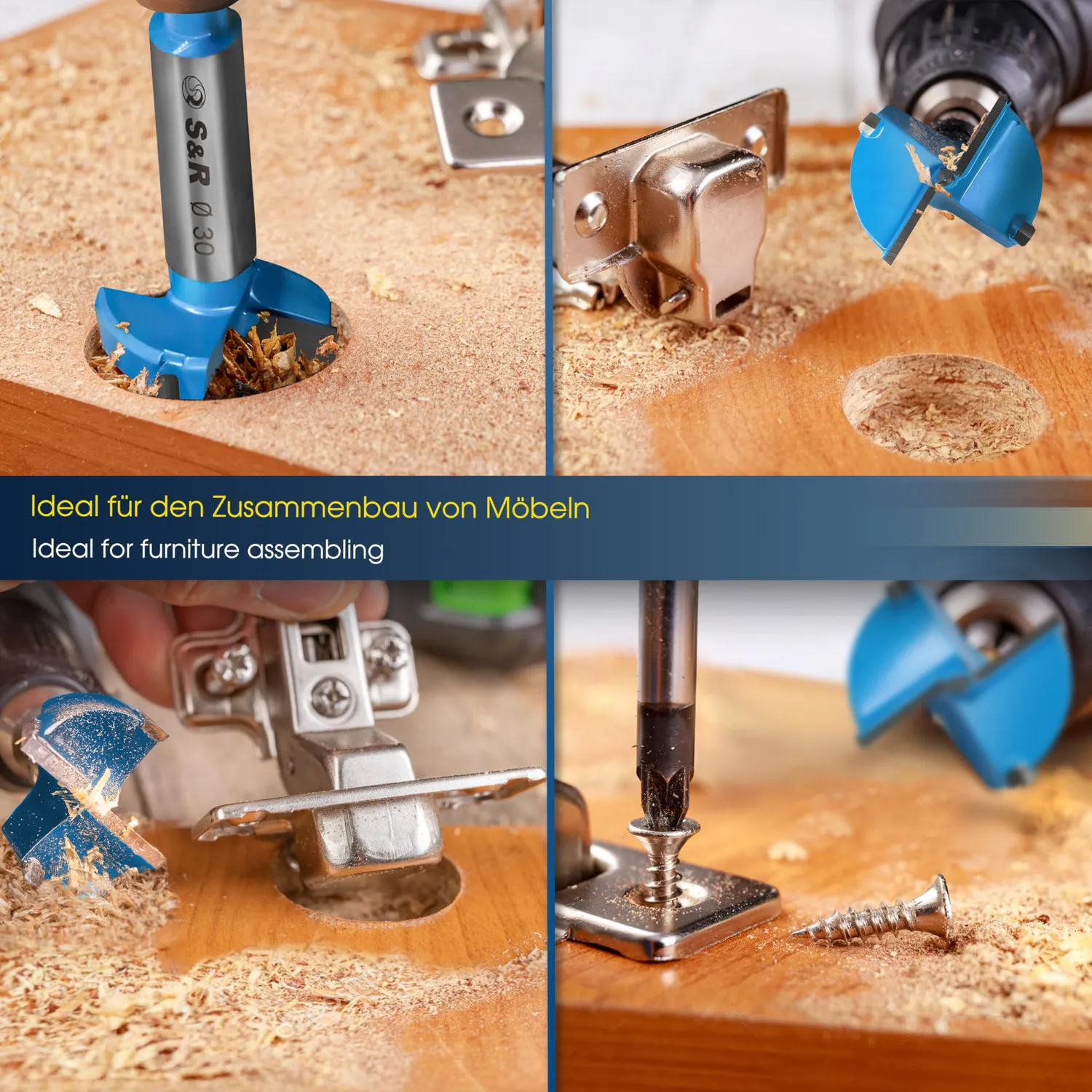 S&R Forstner Set 5 Punte Legno 15-35 mm scatola legno