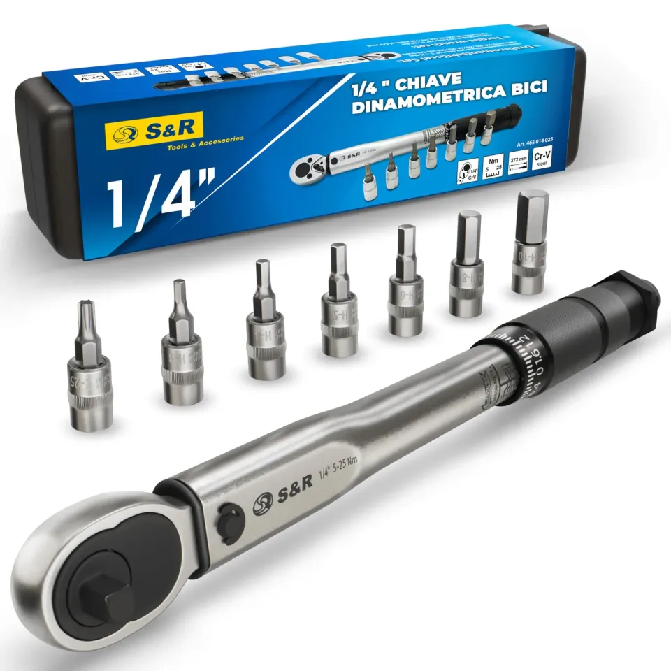 S&R Chiave dinamometrica 1/4 5-25Nm bici 7 inserti