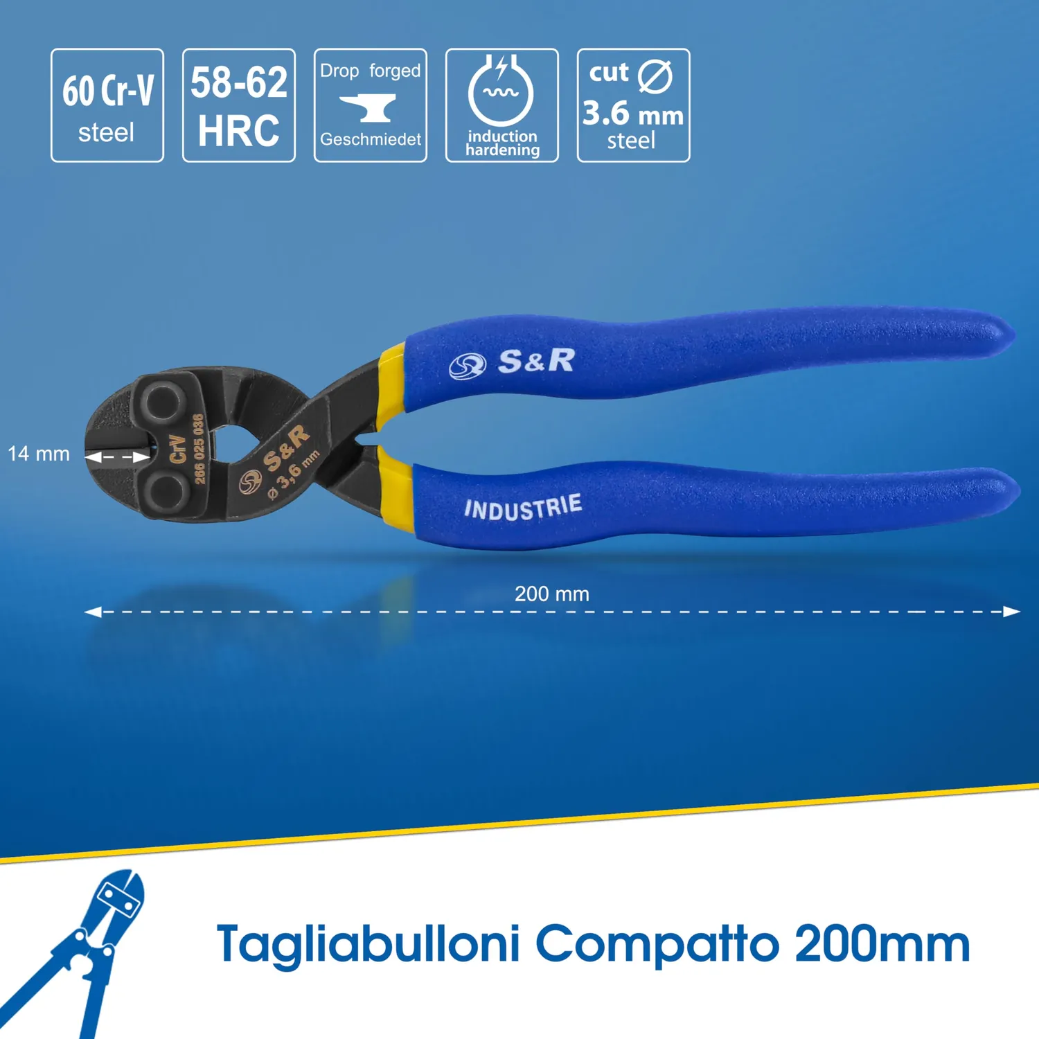 S&R Tronchesina Tagliabulloni 200 mm Acciaio 60 HRC