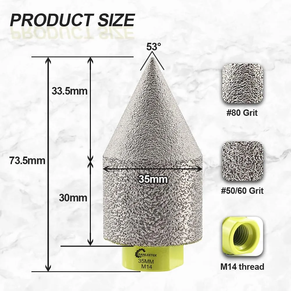 Sanleetek punta smusso diamantata 35mm M14 per gres