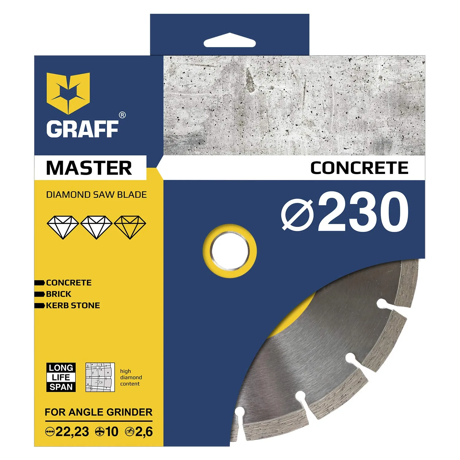 Graff disco diamantato 230 mm per cemento segmento 10 mm