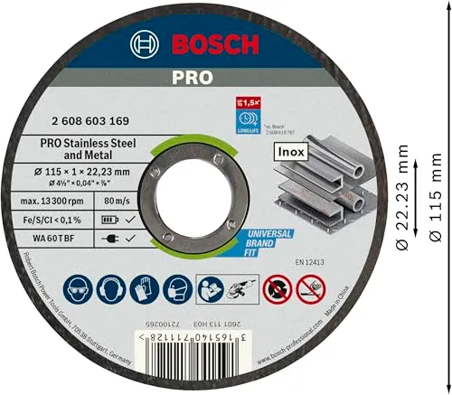 Bosch Expert Pro dischi taglio inox 115 mm 100 pezzi