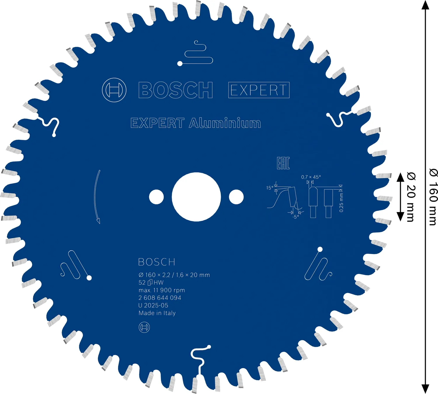 Bosch Expert lama circolare alluminio 160x20 mm 52 denti