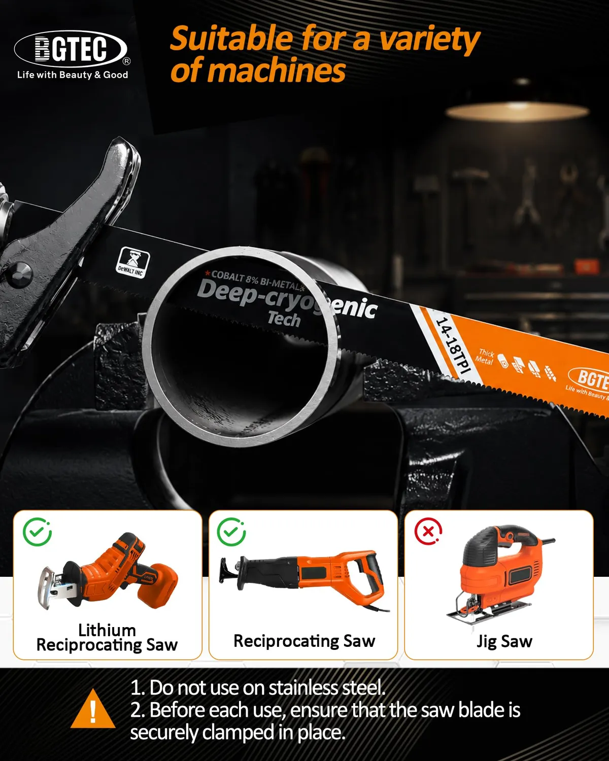 BGTEC lame gattuccio 230 mm 5 pezzi metallo 14-18 TPI
