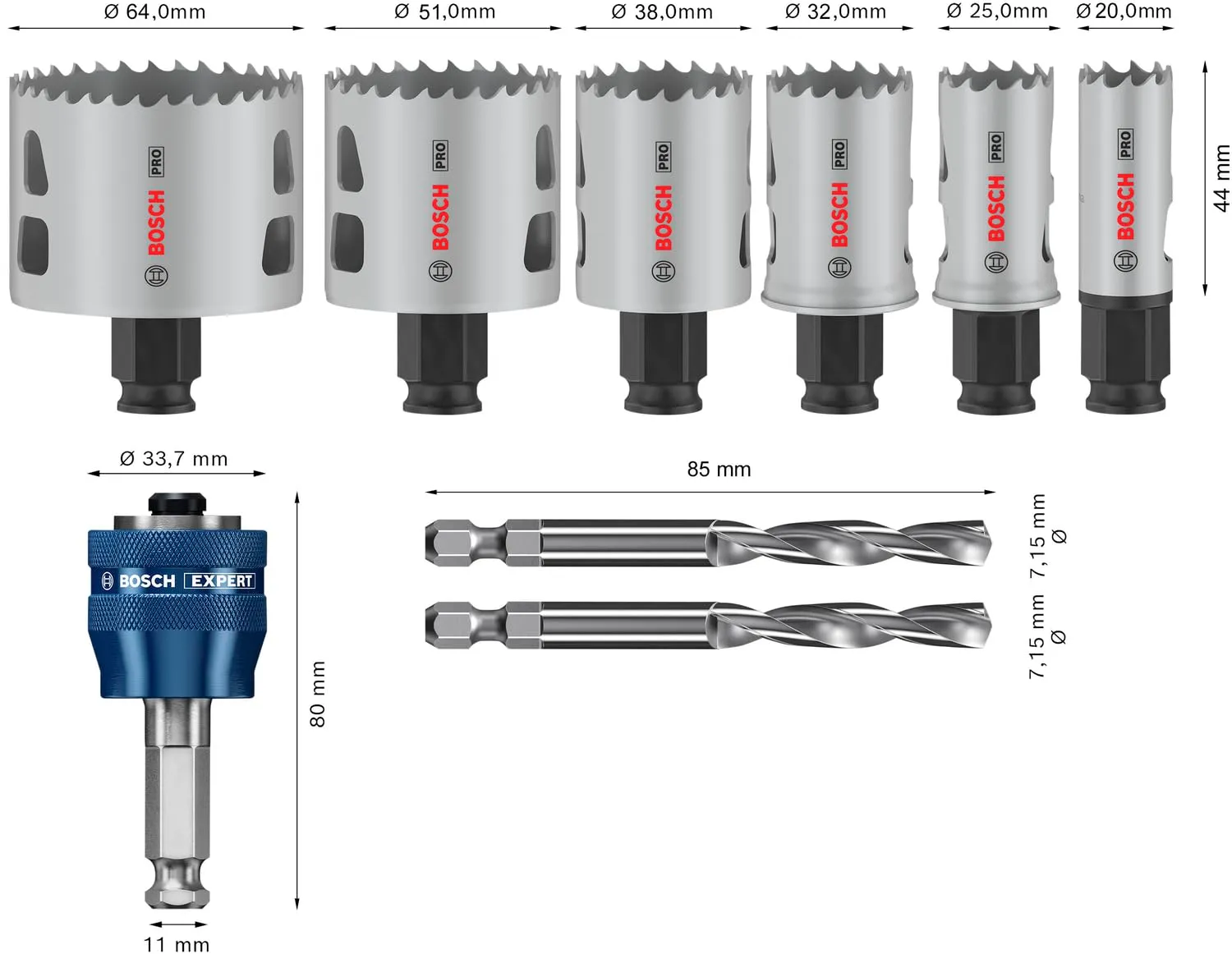 Bosch Expert PRO MultiMat Power Change Plus seghe a tazza 9pz multimateriale