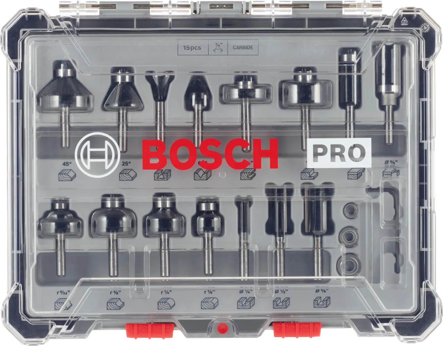 Bosch Expert set frese legno 15 pezzi gambo 1/4" misto valigetta