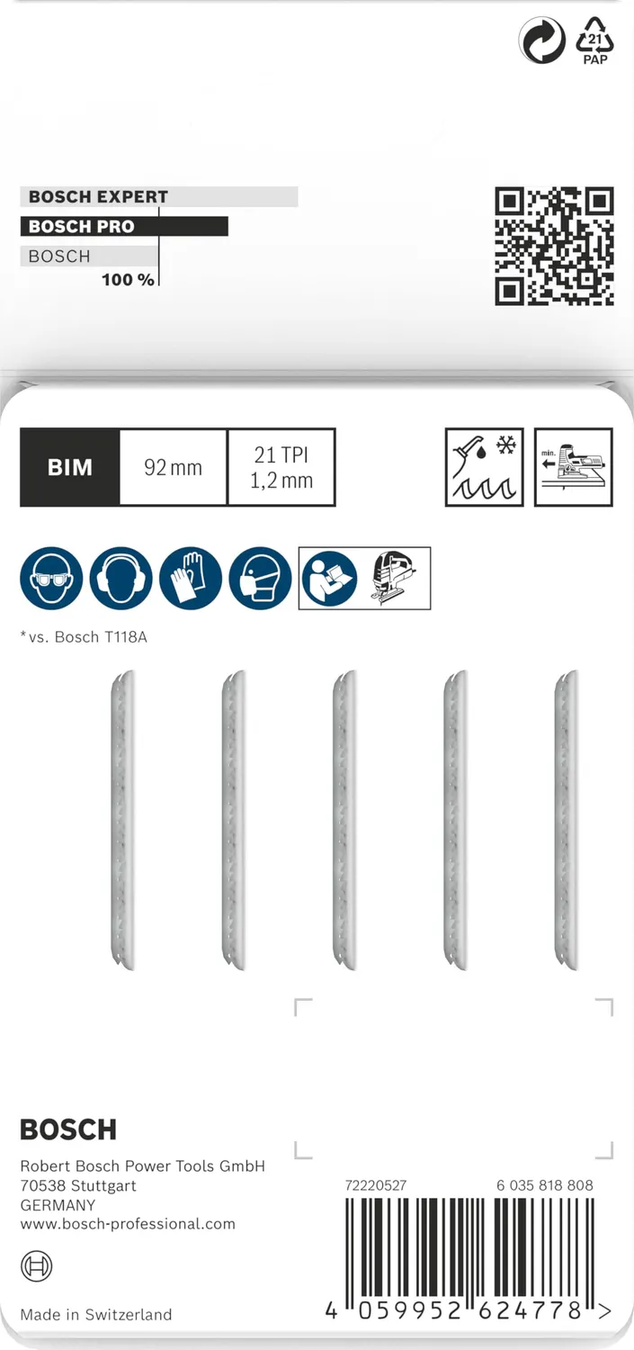 Bosch Expert Pro Metal T121AFC lame seghetto 5 pezzi