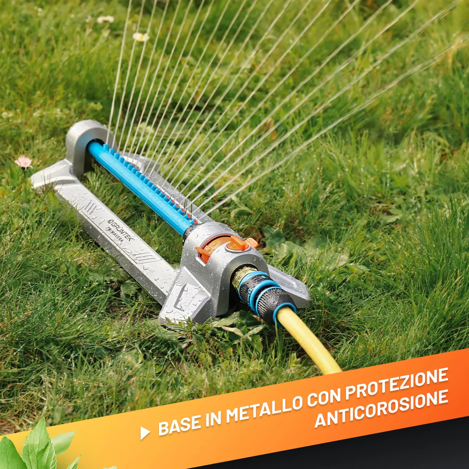 Grüntek irrigatore oscillante giardino metallo grigio 352 mq