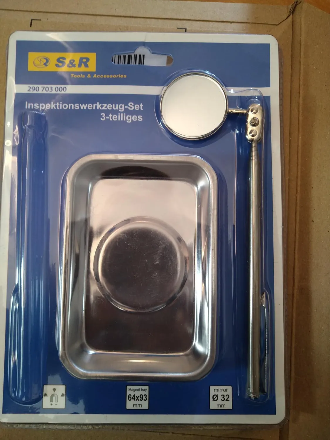 S&R Kit magnetico 3 pz vaschetta penna specchio officina