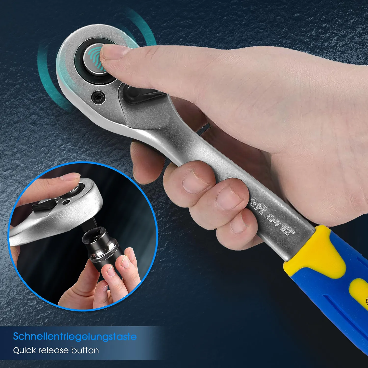 S&R Chiave a cricchetto 1/2 26cm curva 45 denti