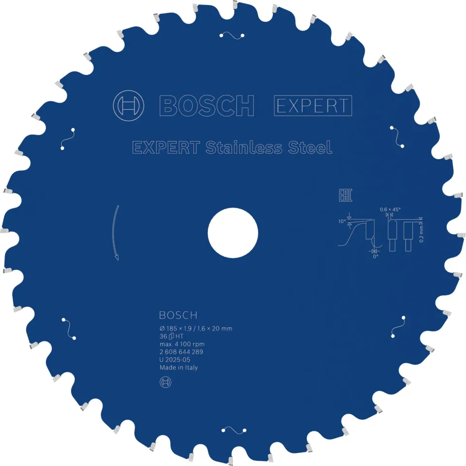Bosch Expert Lama circolare 185 mm per inox 36 denti