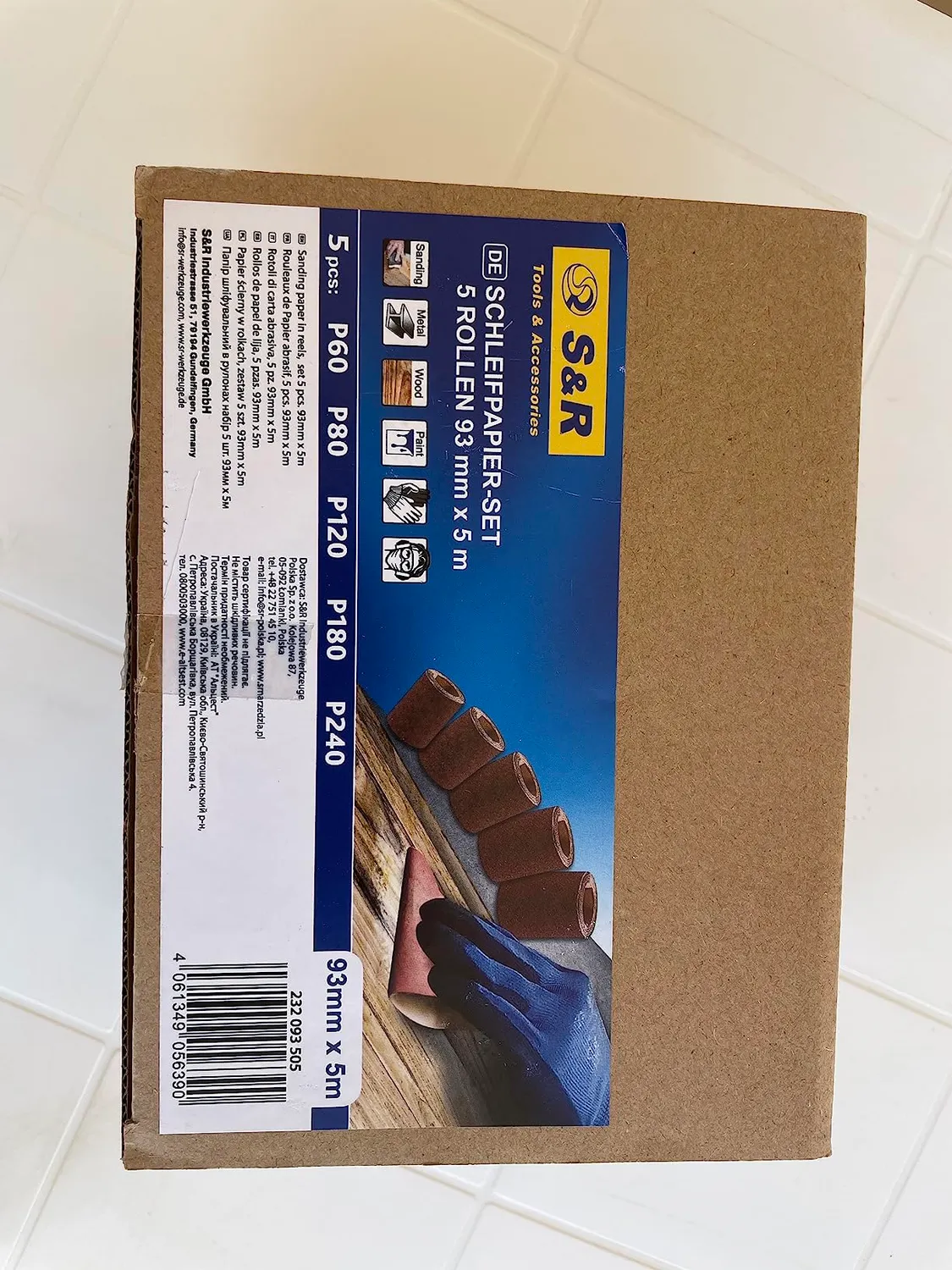 S&R Set 5 rotoli carta vetrata 93mm grana 60-240