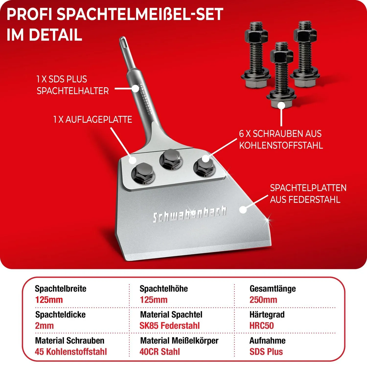Schwabenbach SDS-Plus Spachtelmeissel scalpello spatola 125x250 mm