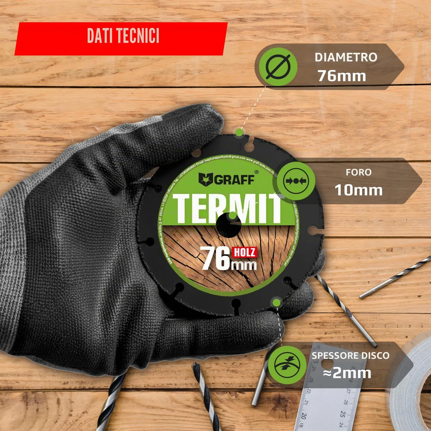Graff Termit disco legno 76 mm carburo per smerigliatrice