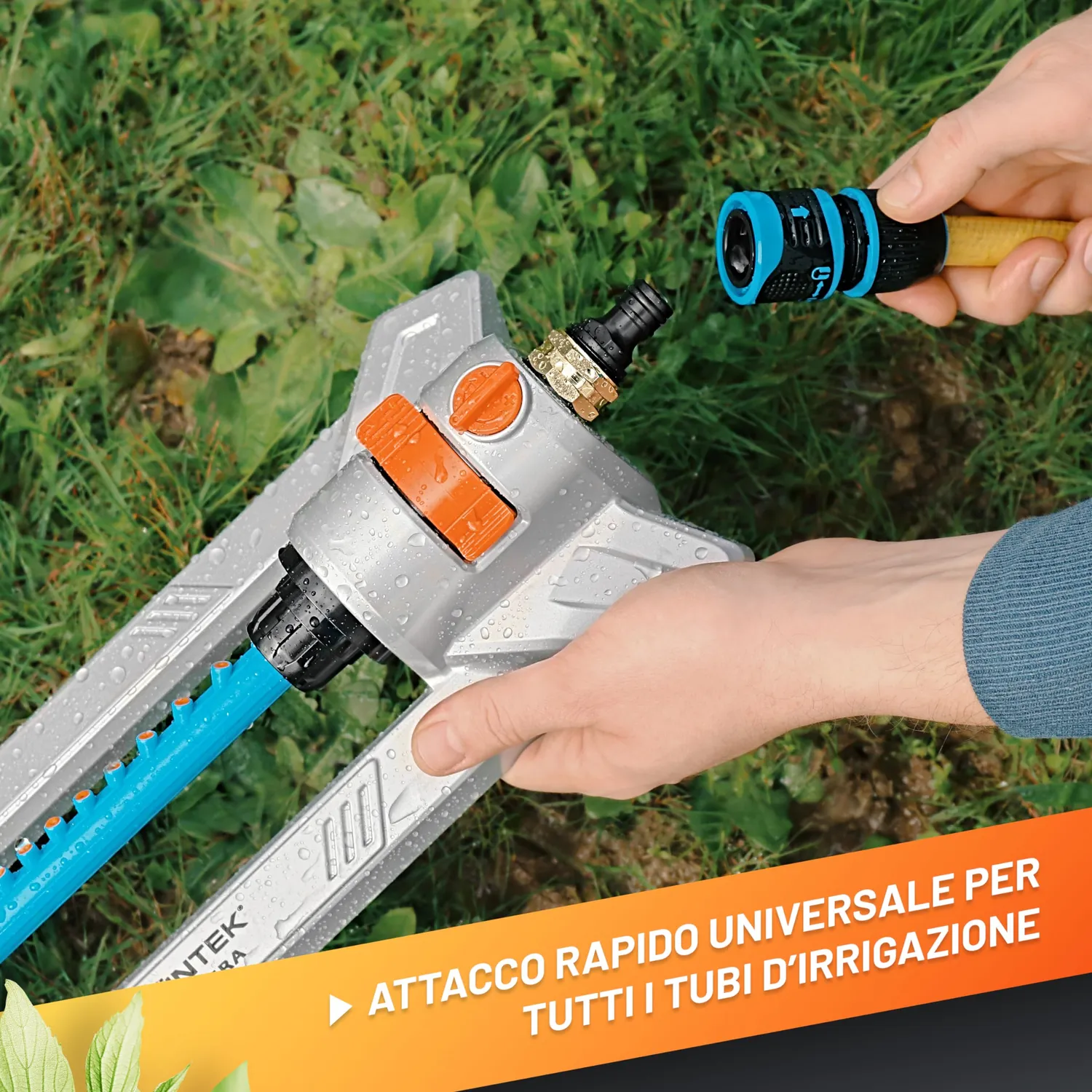 Grüntek irrigatore oscillante giardino metallo grigio 352 mq