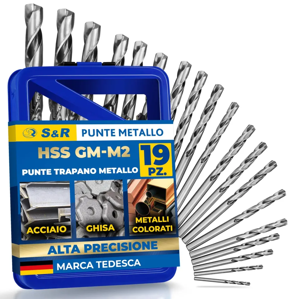 S&R set 19 punte metallo HSS 1-10 mm cassetta