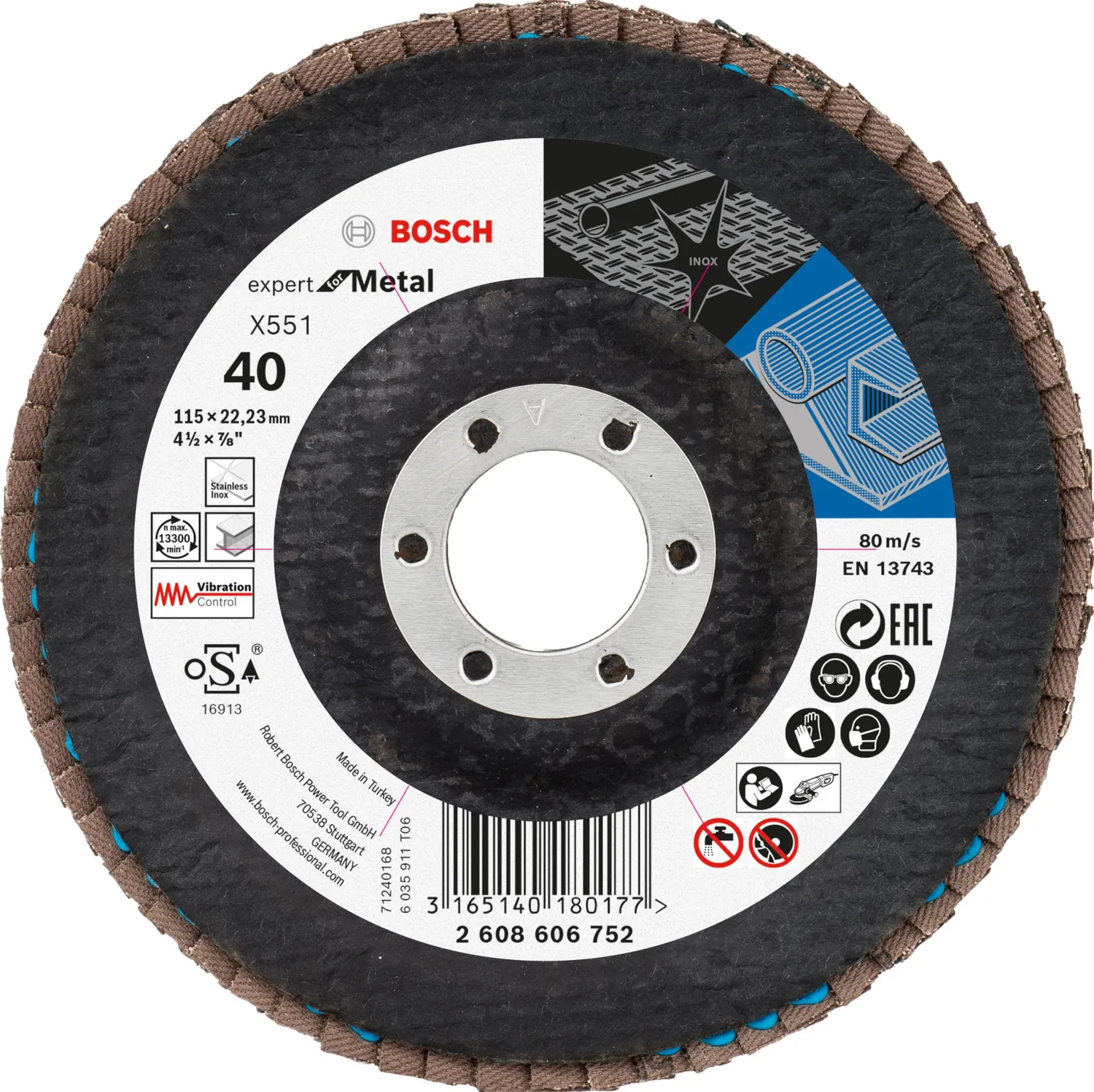 Bosch Expert X551 dischi lamellari dritti 115 mm 3 pz per metallo