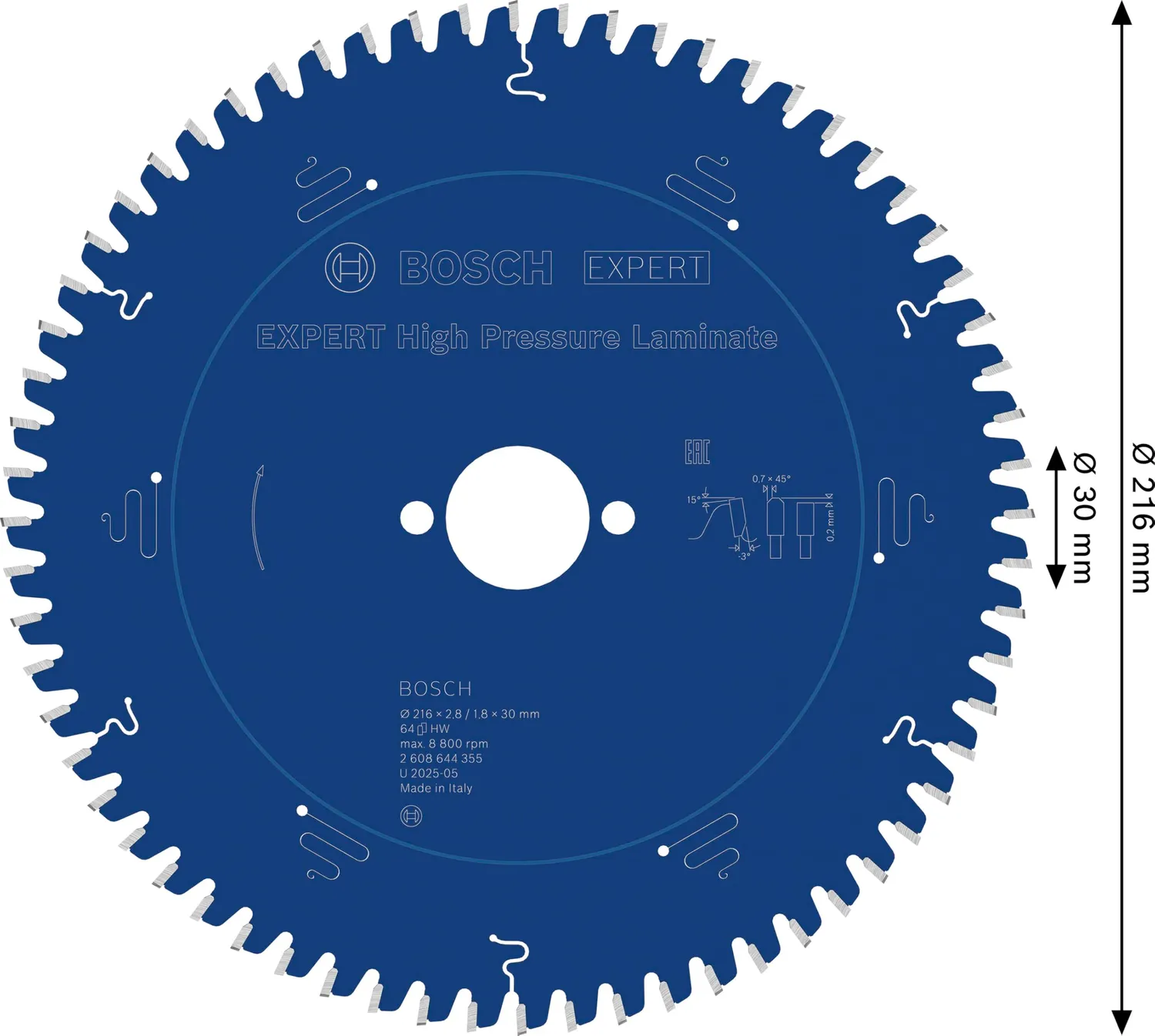 Bosch Expert High Pressure Laminate lama circolare 216 mm per HPL