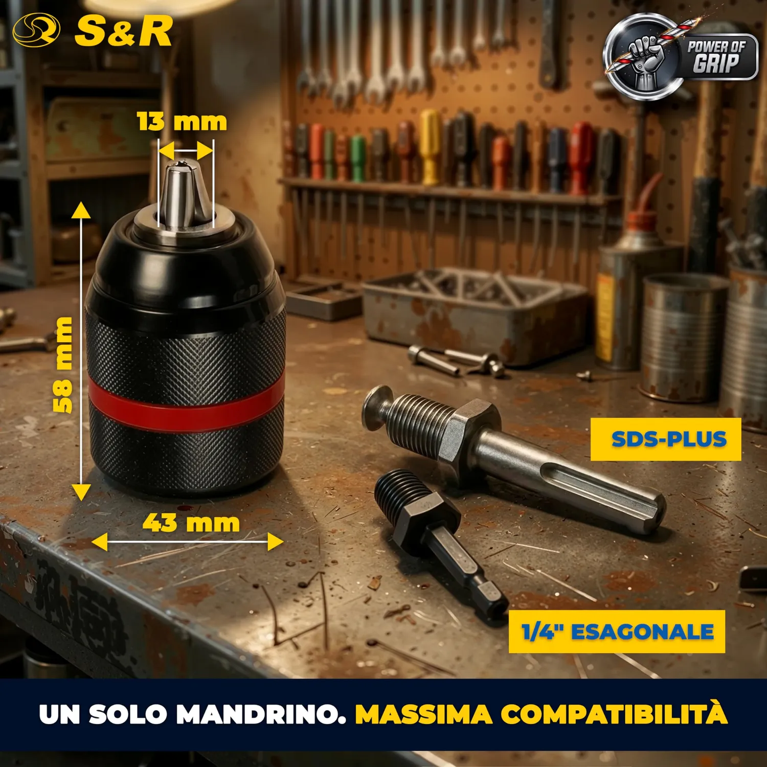 S&R Mandrino Autoserrante 1.5-13 mm SDS-Plus 1/4"