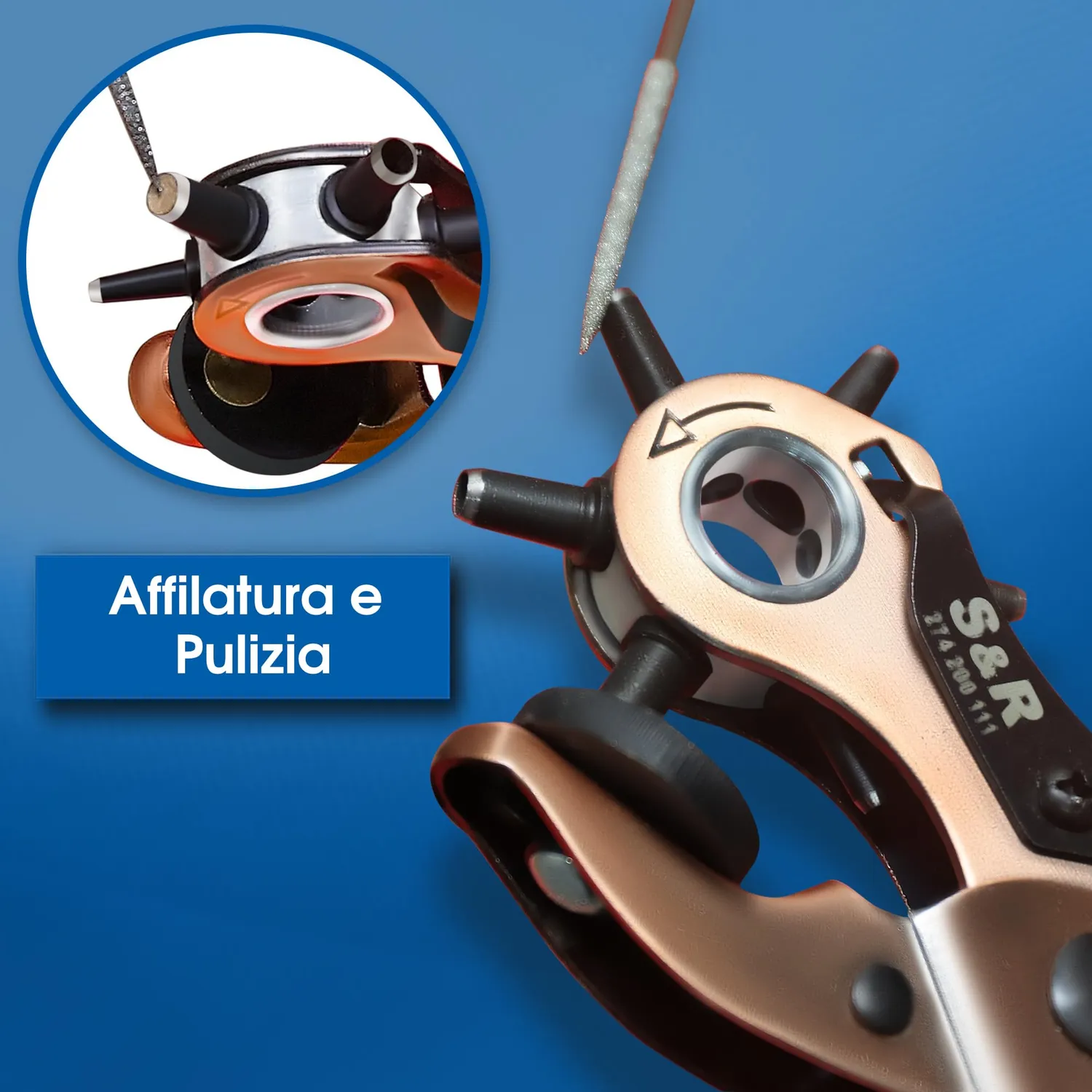 S&R Fustellatrice Cuoio 250 mm 6 Fustelle 2-4,5 mm