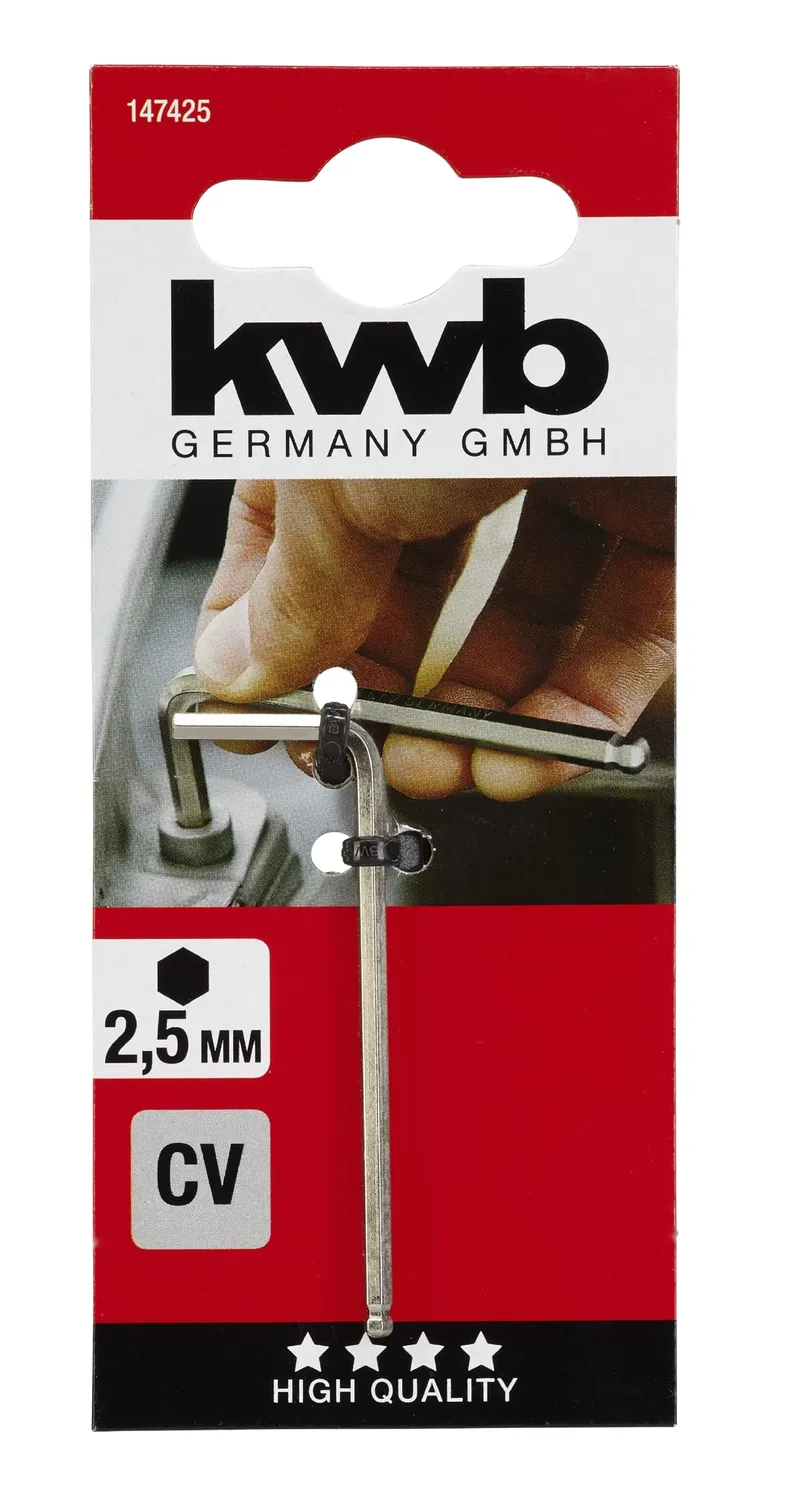 KWB 1474-25 chiave a brugola 2,5 mm argento CV